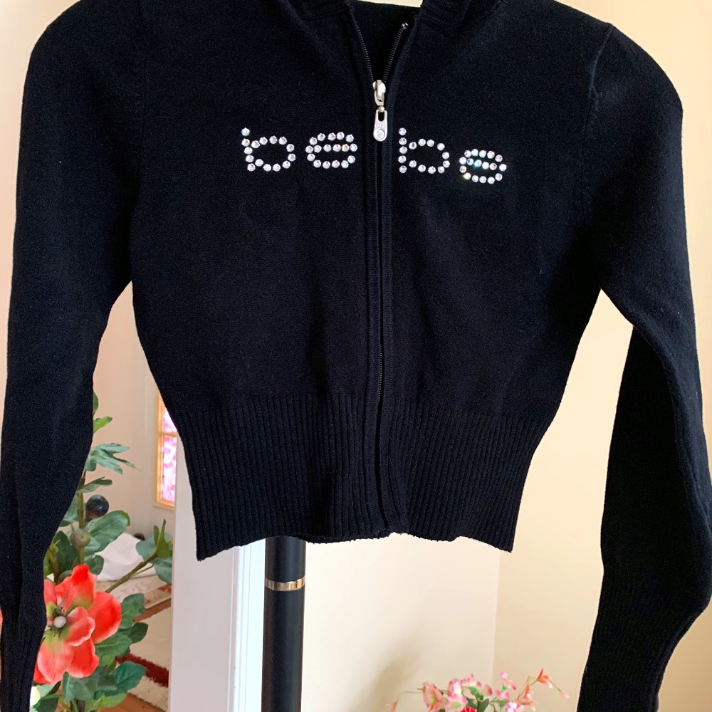 Trade with SMOLLZZ.  Do not buy!  New Bebe Black Cropped Hoodie (NWT)